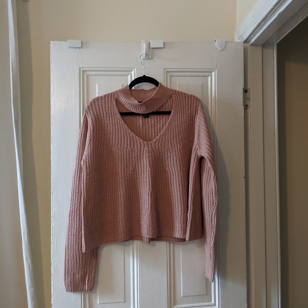 Pink choker sweater